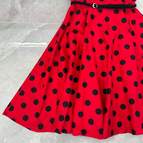 Women’s Grace Karin Retro Polka Dot Flare Sleeveless Dress With Belt Medium - Picture 7 of 16